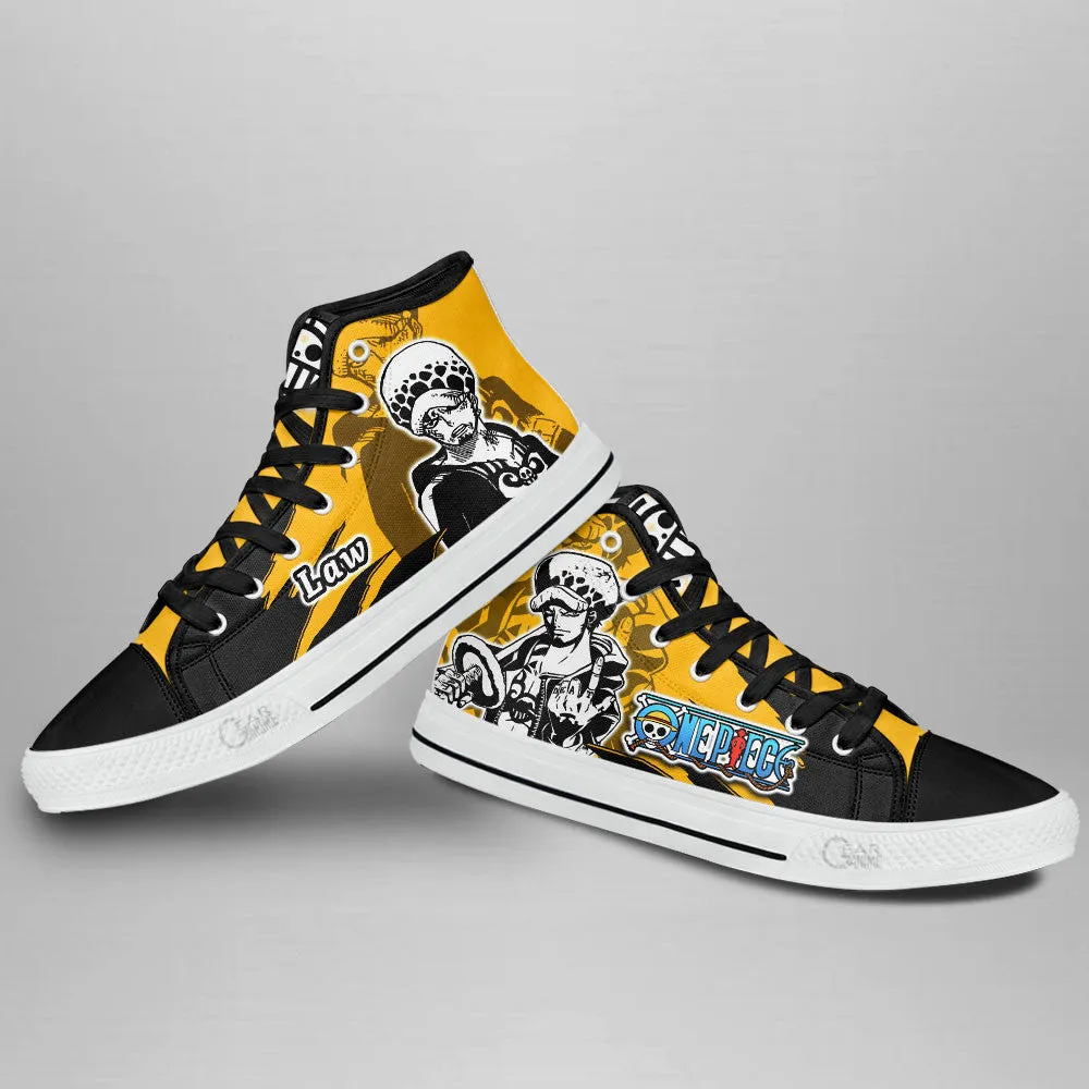 Trafalgar Law High Top Shoes OP Custom Anime Sneakers Mix Manga