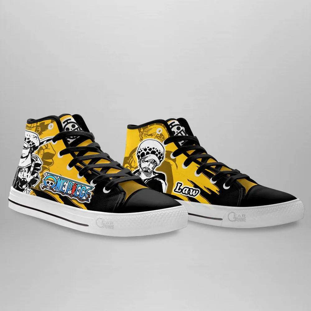 Trafalgar Law High Top Shoes OP Custom Anime Sneakers Mix Manga